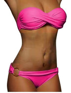 Swimwear Bikini 2 Piece Cheeky Swimsuit Ruched 2 Piece Open Back Beach Wear Plain Pure Color Strapless Sleeveless Bathing Suits