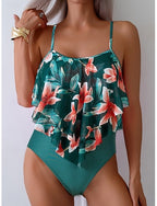 Tankini 2 Piece Swimsuit Leopard Briefs Tummy Control High Waist Slim Backless Vacation Beach Wear Scoop Neck Sleeveless Bathing Suits