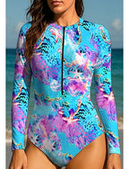 Rash Guard Dive Skin Suit Bathing Suit Swimsuit Set Ocean Zip Up Upf50+ Quick Dry Lightweight Long Sleeve Swim Shirt Surfing Beach Water Sports Summer