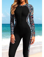 Medium Rash Guard Full Body Rash Guard One Piece Surfing Suit Paisley Folk Zip Up With Built in Bra Front Zip Uv Sun Protection Full Coverage Upf50+ Long Sleeve Full Body Swimwear Bodysuit