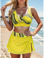 Swimwear Tankini 2 Piece Cheeky Swimsuit Vacation Graphic Geometic V Neck Sleeveless Bathing Suits