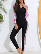 Rash Guard Dive Skin Suit Front Zip Spandex Uv Sun Protection Upf50+ Quick Dry Long Sleeve Swimwear Bathing Suit Surfing Beach Water Sports Summer