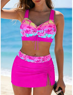Swimwear Tankini 2 Piece Skirt Swimsuit Vacation Graphic Tropical V Neck Sleeveless Bathing Suits