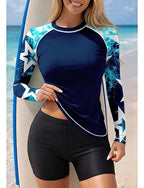 Rash Guard Swimsuit Rash Guard Tankini Swimsuits Geometric 2 Piece Removable Pad Boyleg Uv Sun Protection Upf50+ Uv Protection Long Sleeve Swimwear Sun Shirt Surfing Canoeing Water Sports