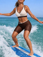 Bikini Sets Bathing Suit 2 Pieces Color-blocking Uv Protection Elastic Sleeveless Swimwear Swimsuit Surfing Diving Swimming Summer