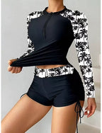Rash Guard 2 Piece Swimsuit Rash Guard Swimwear Black Upf 50+ Long Sleeve - Surfing Beach Swimming Summer