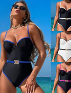 Tankini 2 Piece Swimsuit Underwire Tummy Control High Waist Slim Backless Vacation Beach Wear Color V Neck Sleeveless Bathing Suits