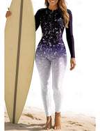 Standard Rash Guard Full Body Swimwear Dive Skin Suit Gradient Front Zip Upf50+ Quick Dry High Elasticity Long Sleeve Swimwear Surfing Canoeing Diving Summer