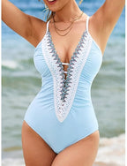 One Piece Swimsuit Slimming Ruched Cutout Monokini Tummy Control High Waist Slim Backless Vacation Beach Wear Color V Neck Sleeveless Bathing Suits