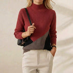 Cashmere Turtleneck Sweater with Color-Block Stripes
