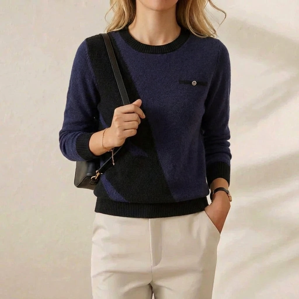 Cashmere Crew Neck Sweater with Contrast Trim