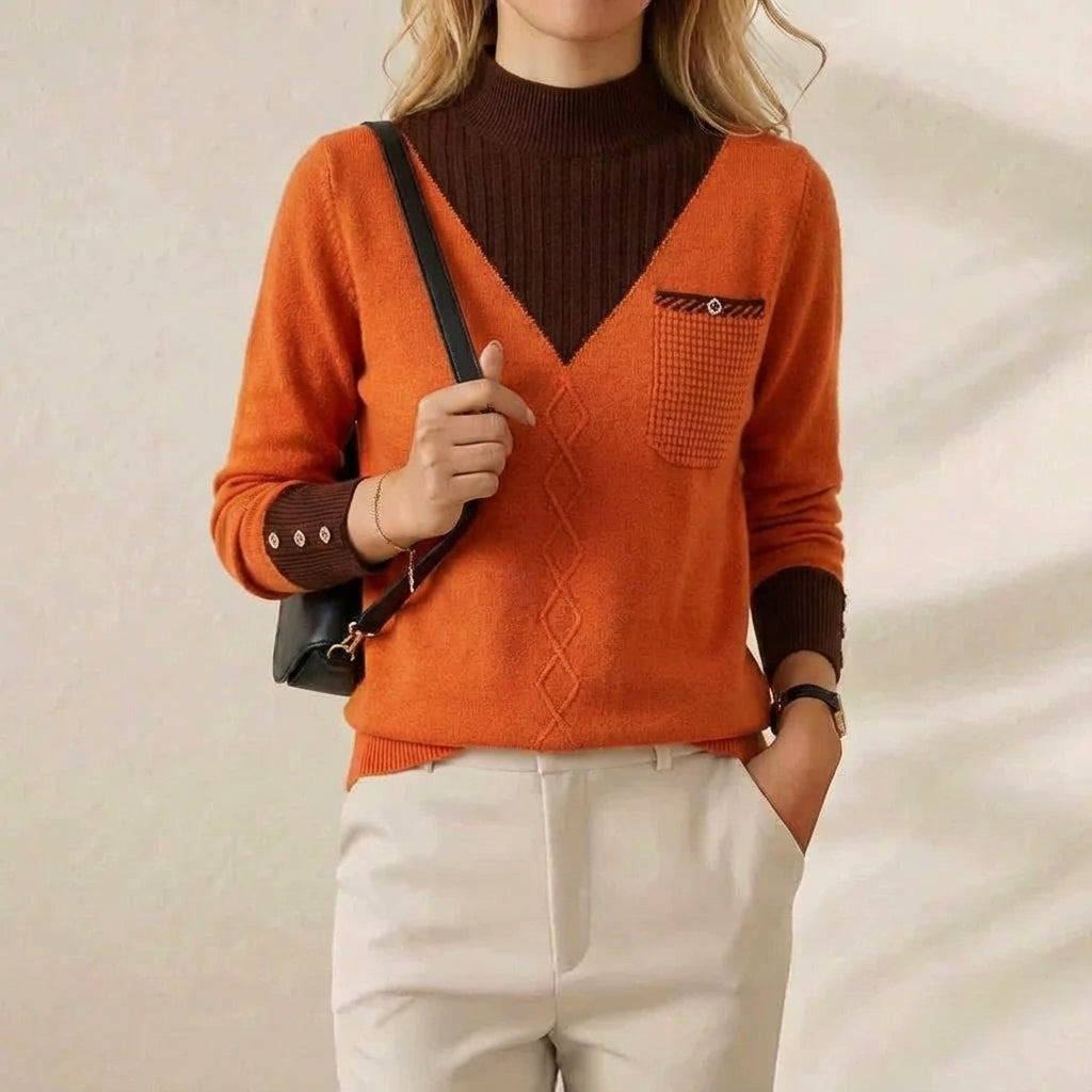 Cashmere V-Neck Sweater with Chest Logo