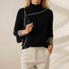Cashmere Turtleneck Sweater with Contrast Cuff