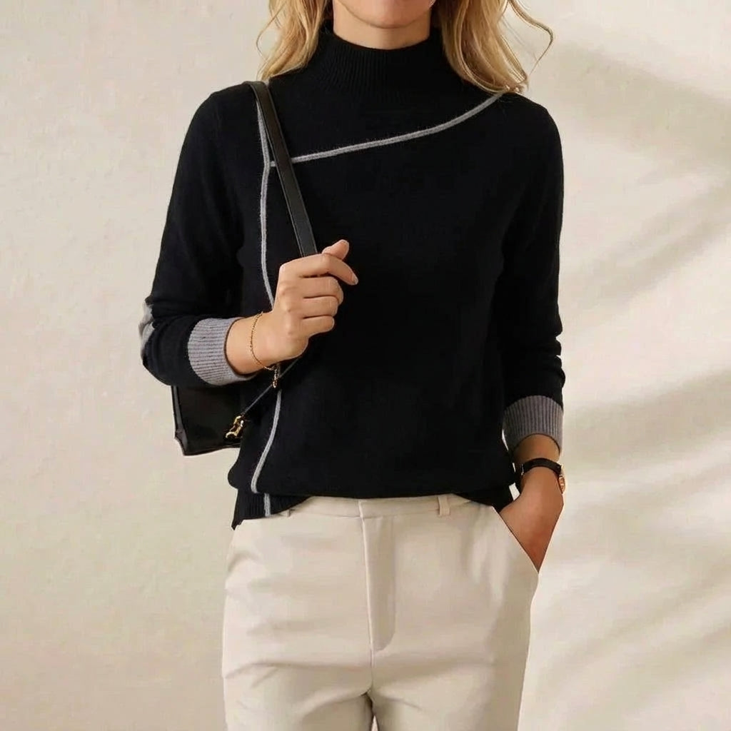 Cashmere Turtleneck Sweater with Contrast Cuff
