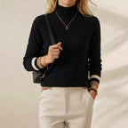 Cashmere Turtleneck Sweater with Stripe Cuff