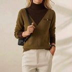 Cashmere V-Neck Sweater with Chest Logo