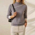 Cashmere Turtleneck Sweater with Contrast Cuff