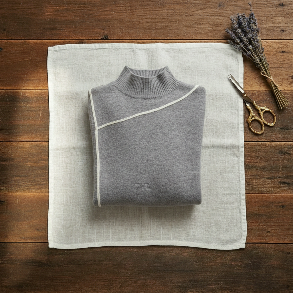 Cashmere Turtleneck Sweater with Contrast Cuff