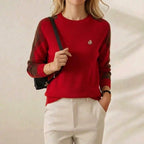 Cashmere Crew Neck Sweater with Contrast Sleeve