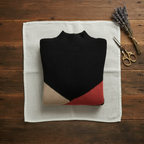 Cashmere Turtleneck Sweater with Color-Block Stripes