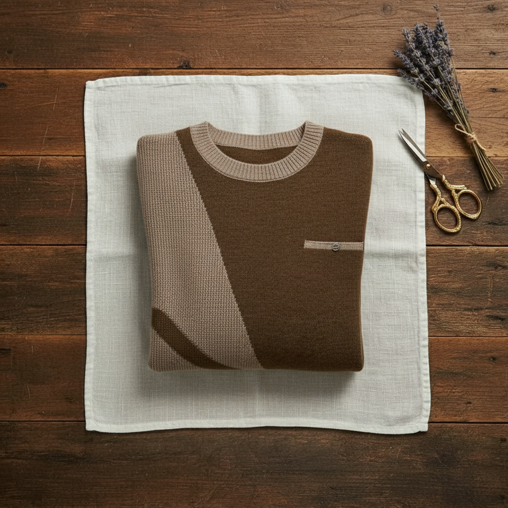 Cashmere Crew Neck Sweater with Contrast Trim