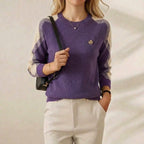 Cashmere Crew Neck Sweater with Contrast Sleeve