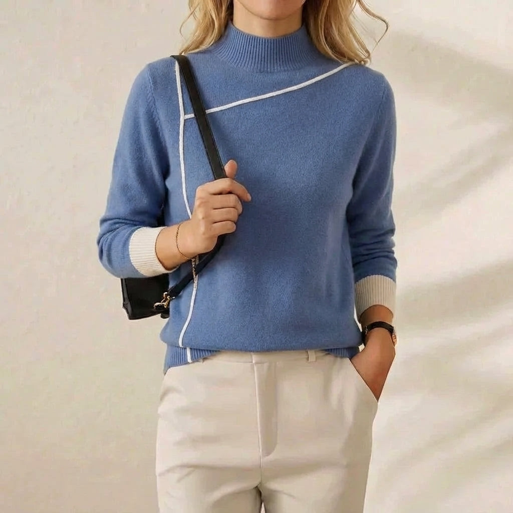 Cashmere Turtleneck Sweater with Contrast Cuff