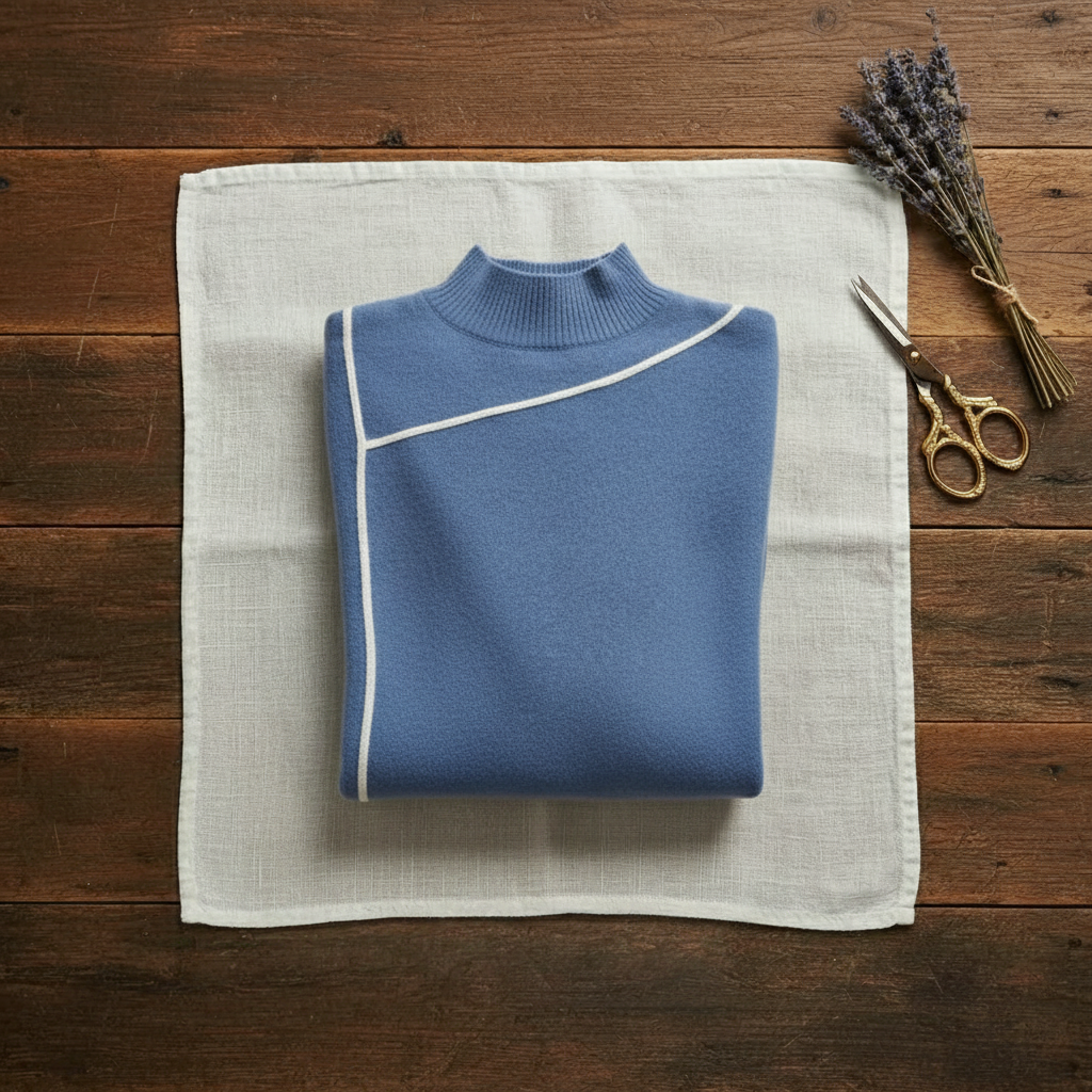 Cashmere Turtleneck Sweater with Contrast Cuff