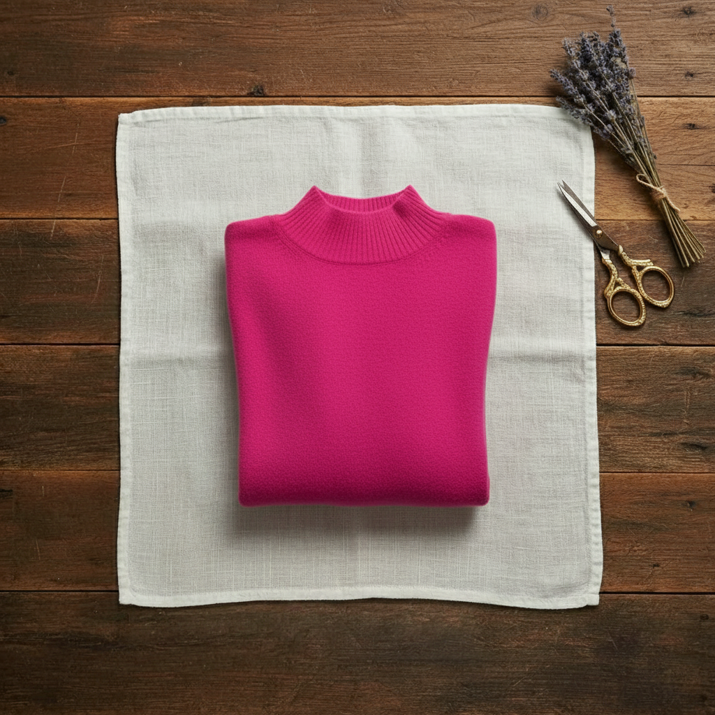 Cashmere Turtleneck Sweater with Stripe Cuff