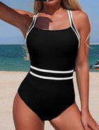 Bathing Suit Swimsuits Halter One Piece Colored Elastic Sleeveless Swimwear Surfing Beach Vacation Summer