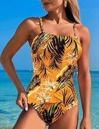 One Piece Swimsuit Swimwear Swimwear Yellow Pink Breathable Quick Dry Lightweight Sleeveless - Swimming Surfing Beach Summer Spring