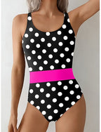 Swimwear One Piece Briefs Swimsuit Vacation Graphic Geometric Round Neck Sleeveless Bathing Suits
