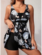 Swimwear Tankini 2 Piece Shorts Swimsuit Backless Vacation Beach Wear Graphic V Neck Sleeveless Bathing Suits
