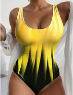 One Piece Swimsuit Slimming Colorblock Monokini Briefs Tummy Control High Waist Slim Backless Vacation Ombre Graphic U Neck Sleeveless Bathing Suits