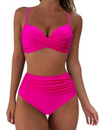 Swimwear Bikini Shorts Swimsuit 2 Piece High Waisted Beach Wear Basic Plain Sleeveless Bathing Suits