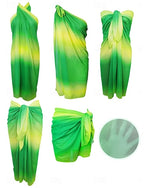 Swimwear Cover Up Wrap Skirt Swimsuit Ruched Vacation Beach Wear Ombre Strapless Sleeveless Bathing Suits