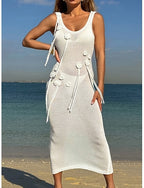 Swimwear Cover Up Swim Dress Swimsuit Vacation Beach Wear Color U Neck Sleeveless Bathing Suits