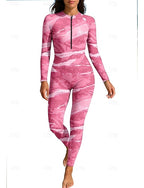 Rash Guard Full Body Swimwear Dive Skin Suit Gradient Front Zip Full-length Leg Spandex Upf50+ Quick Dry High Elasticity Long Sleeve Swimwear Surfing Diving Snorkeling Summer