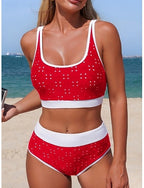 Swimwear One Piece Tankini Monokini High Waist Swimsuit Tummy Control High Waist Slim Backless Vacation Beach Wear Graphic U Neck Sleeveless Bathing Suits