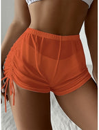 Stretchy Boxer Shorts Swimsuit Ruched Stretchy Boxer Shorts High Waist Active Vacation Color Sleeveless Bathing Suits