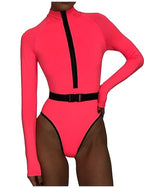 Rash Guard Swimsuit Front Zip Spandex Upf50+ Quick Dry Long Sleeve Bodysuit Bathing Suit Surfing Beach Water Sports Summer
