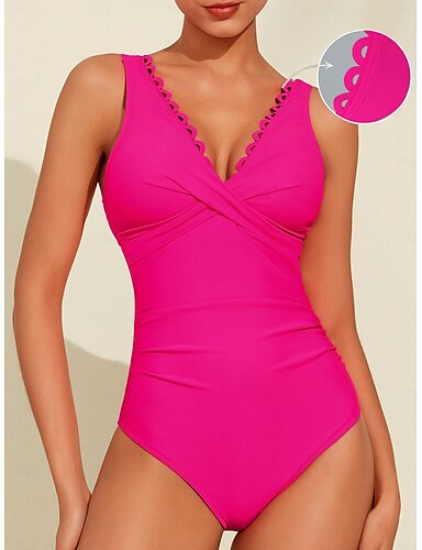 Triangle V-neck Petal Border One-piece Swimsuit