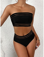 Swimwear Bikini 2 Piece Cheeky Swimsuit Slim Backless Vacation Beach Wear Color Leopard Strapless Sleeveless Bathing Suits