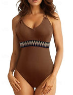 One Piece Swimsuit Open Back Swimwear Patchwork Swimwear Black Blue Breathable Quick Dry Sleeveless - Swimming Surfing Snorkeling Summer