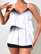 Swimwear 2 Piece High Waist Swimsuit Backless Vacation Beach Wear Ombre V Neck Sleeveless Bathing Suits