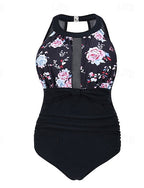 One Piece Swimsuit Mesh Swimwear Swimwear Light Pink Pink Breathable Quick Dry Sleeveless - Swimming Surfing Snorkeling Summer