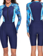 Rash Guard One Piece Swimsuit Printed Front Zip Quick Dry Lightweight Breathable Long Sleeve Bodysuit Bathing Suit Surfing Beach Water Sports Summer