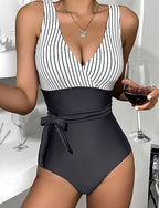 Bathing Suit One Pieces Halter Swimsuit Stripes Quick Dry High Elasticity Sleeveless Swimwear Swimsuit Surfing Snorkeling Swimming Summer