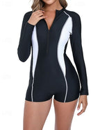 Rash Guard Bathing Suit Swimsuits Patchwork Zip Up Ultra Light (ul) Uv Protection Elastic Long Sleeve Swimwear Surfing Snorkeling Spring
