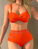 Bikini Sets Bathing Suit 2 Pieces Colored Uv Protection Elastic Sleeveless Swimwear Swimsuit Surfing Diving Swimming Summer